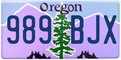 OR license plate 989BJX