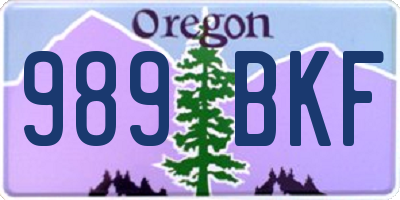 OR license plate 989BKF
