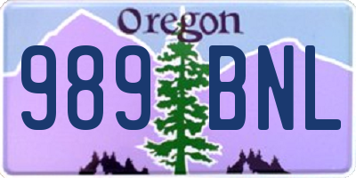 OR license plate 989BNL