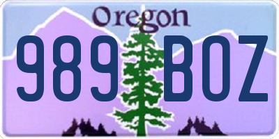 OR license plate 989BOZ