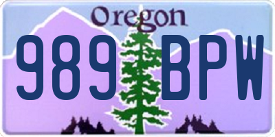 OR license plate 989BPW
