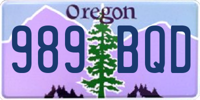 OR license plate 989BQD