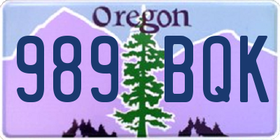 OR license plate 989BQK