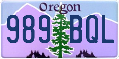 OR license plate 989BQL