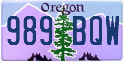 OR license plate 989BQW