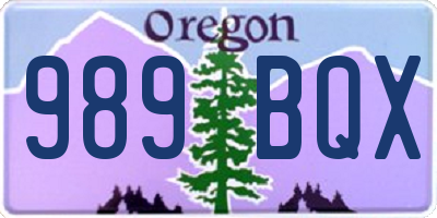 OR license plate 989BQX