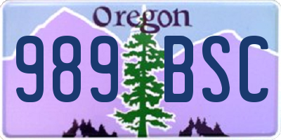 OR license plate 989BSC