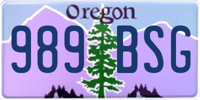 OR license plate 989BSG