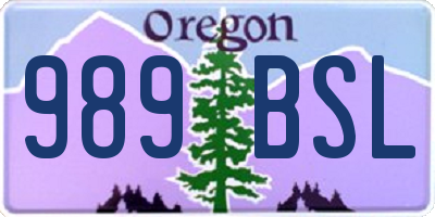 OR license plate 989BSL