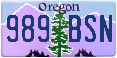 OR license plate 989BSN