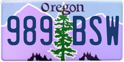 OR license plate 989BSW