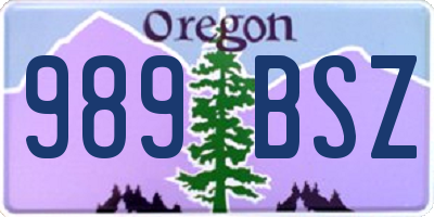 OR license plate 989BSZ