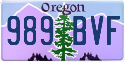 OR license plate 989BVF