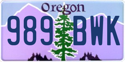OR license plate 989BWK