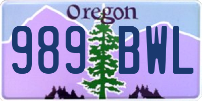 OR license plate 989BWL