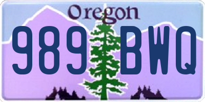 OR license plate 989BWQ