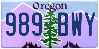 OR license plate 989BWY