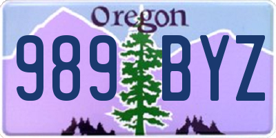 OR license plate 989BYZ