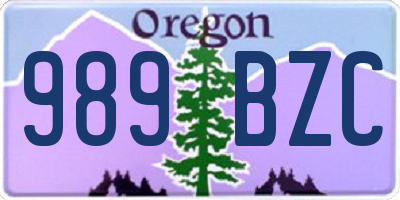 OR license plate 989BZC