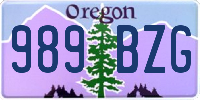 OR license plate 989BZG