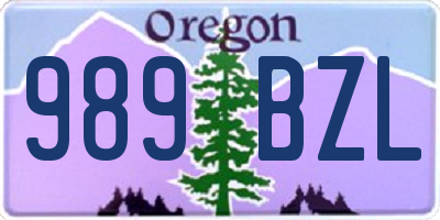 OR license plate 989BZL