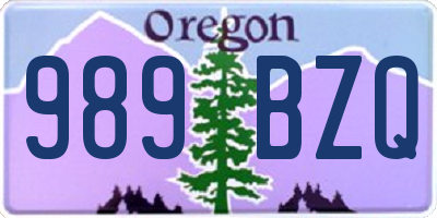OR license plate 989BZQ
