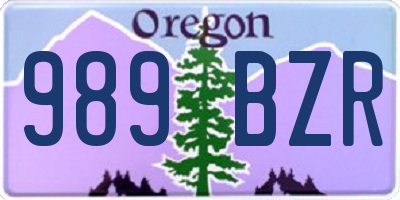 OR license plate 989BZR