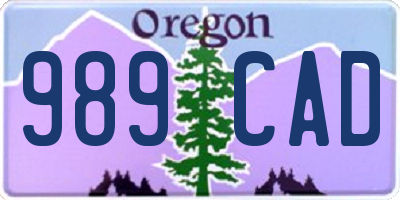 OR license plate 989CAD