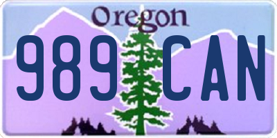OR license plate 989CAN