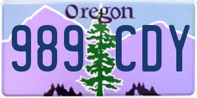 OR license plate 989CDY