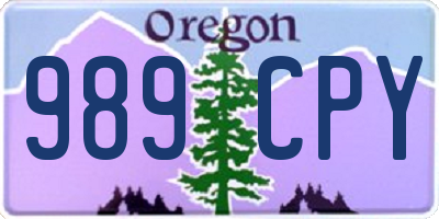 OR license plate 989CPY