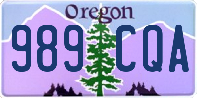 OR license plate 989CQA