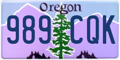 OR license plate 989CQK
