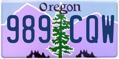 OR license plate 989CQW