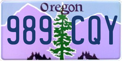 OR license plate 989CQY