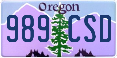 OR license plate 989CSD