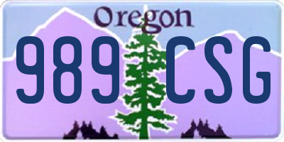 OR license plate 989CSG