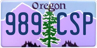 OR license plate 989CSP