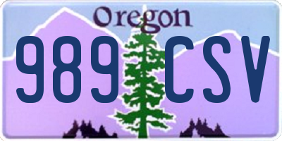 OR license plate 989CSV