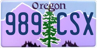 OR license plate 989CSX