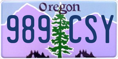 OR license plate 989CSY