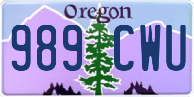 OR license plate 989CWU