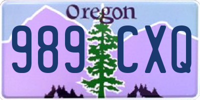 OR license plate 989CXQ