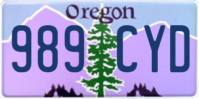 OR license plate 989CYD