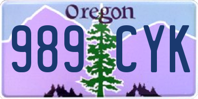 OR license plate 989CYK