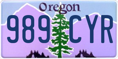 OR license plate 989CYR