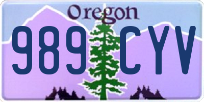 OR license plate 989CYV