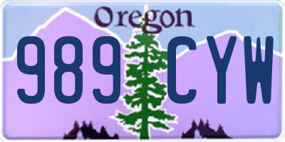 OR license plate 989CYW