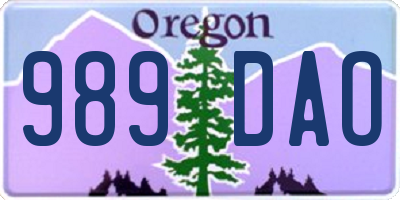 OR license plate 989DAO