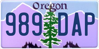 OR license plate 989DAP